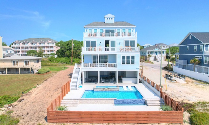 Atlantic Beach House | Reduced Rates @ Bailey's Lighthouse - Luxury Ocean Front Home - Pool, Hot Tub, Game Room - 7 Bed/7.5 Bath