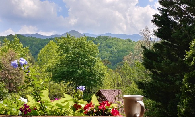 Gatlinburg Cabin | Resort Pool! Mountain Views! 3 mi to the strip! Hot tub-pool table- Huge porch!