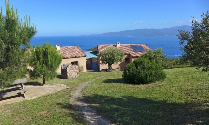 Calcatoggio Cottage | Ricciu cottage, ecological label and 3 ears of corn, sea and mountain views