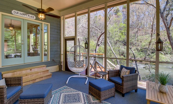 East Ellijay House | Riverfront Ellijay Home w/ Game Room & Grill!