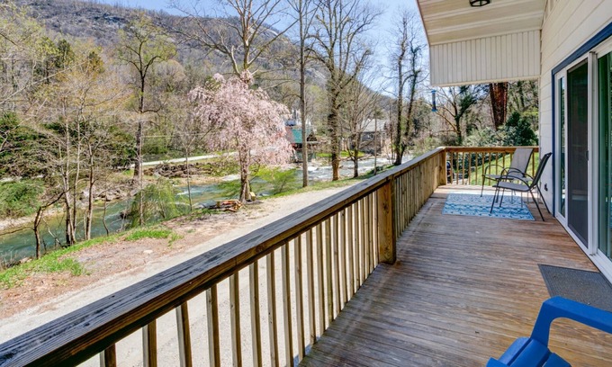 Bat Cave House | Rocky Riverside Escape with hot tub & game room in Bat Cave/Chimney Rock!