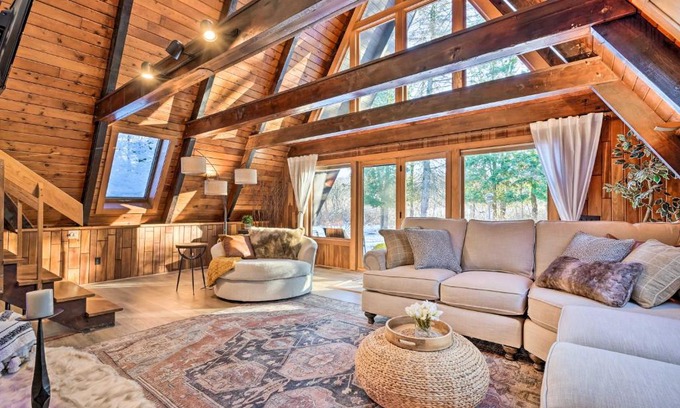LaFayette House | Rustic LaFayette A-Frame Cabin with Game Room!