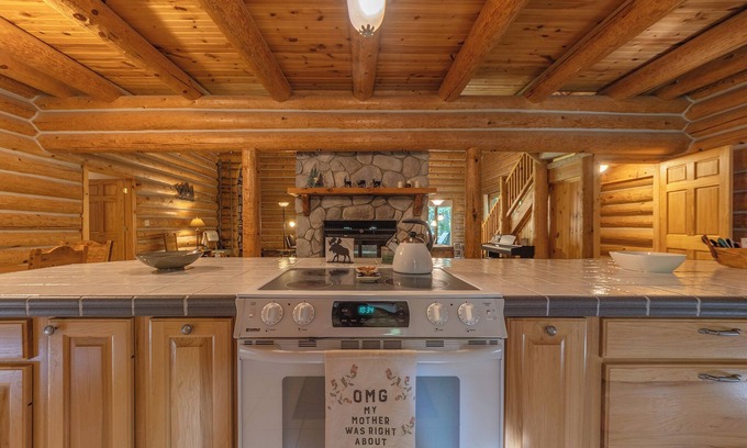 Saugatuck Cabin | Rustic Ridge - Large Log Cabin, Great outdoor space, hot tub, trails