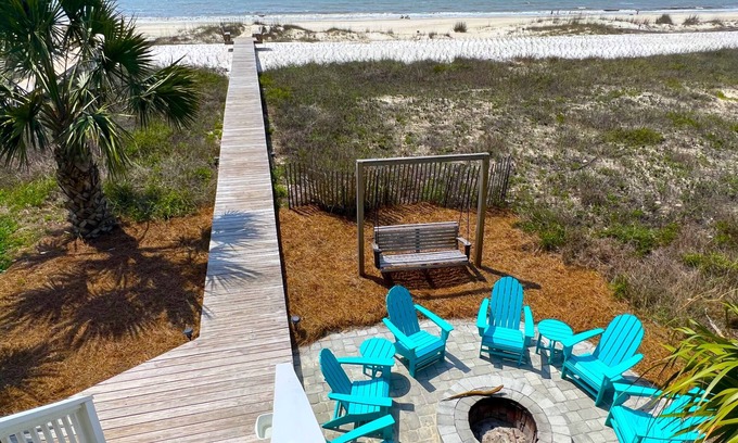 Port St. Joe House | "Sea-duced" Gulf Front! Private Boardwalk!Screen Porch! Firepit!Beach Equipment!