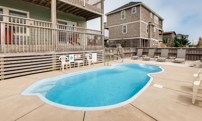 Waves House | Semi-Oceanfront Home in Waves w/Private Pool, Hot Tub, Game Room, Luggage Lift