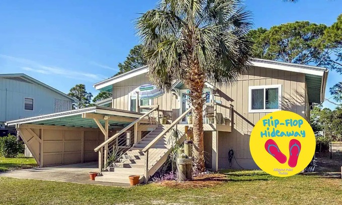 Alligator Point Cottage | ☼ Short Walk to Beach! Canal Front w/Game Room @ Flip-Flop Hideaway