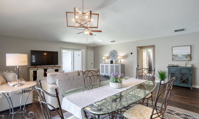 Sandalwood House | Single-story home with lagoon view, garden patio & easy drive to the beach