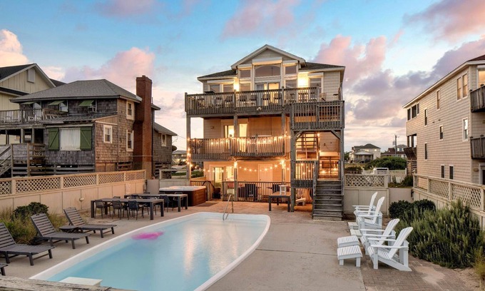 Kill Devil Hills House | Sleeps 28 | Beachfront w/Pool, Hot Tub, Game Room | Atlantic Watch by AvantStay