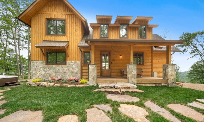 Banner Elk House | Song on the Mountain at Eagles Nest - hot tub, firepit, gameroom, foosball & arcade, gas fire table