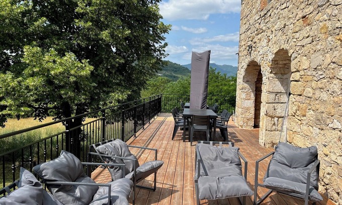 Chassagnes House | SOUTH ARDECHE Large house sleeps 22 near river in the middle of vineyards