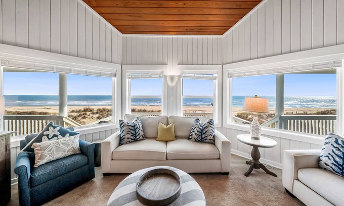 St. George Island House | South Wind: Gorgeous Beachfront Home, Private Pool, Hot Tub, Fire Pit