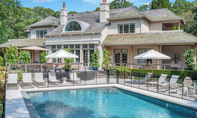 Southampton House | Spacious & chic Southampton estate with heated pool, fire pit &.