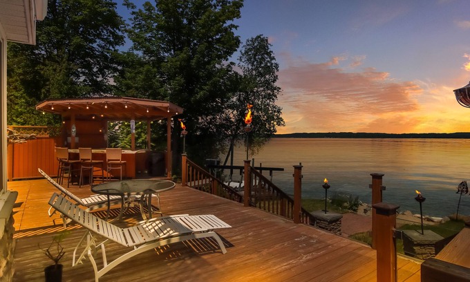 Williamsburg House | Spacious LAKE FRONT home w/100' DOCK & Hot tub on Elk Lake mins to TORCH LAKE