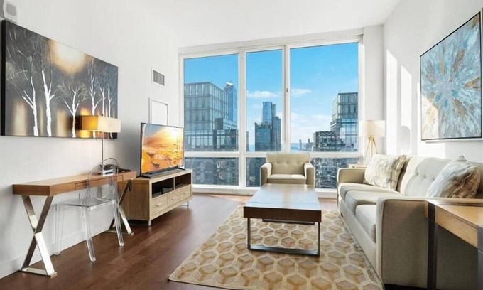 Hell's Kitchen Apartment | Steps from Hudson River 1 BR Downtown/river views | Desk + Wi-Fi