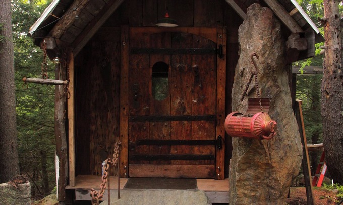 Canterbury Cabin | Stone Haven "Tent Cabin" with a cast iron fire pit in Canterbury, NH.