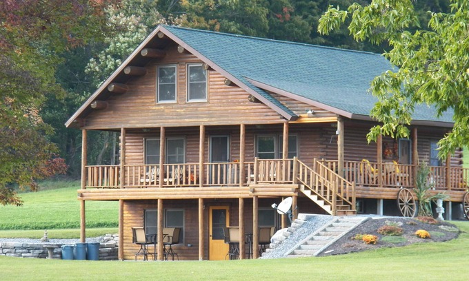 Waterville House | Stunning Log Home on Private Lake- Country at its best