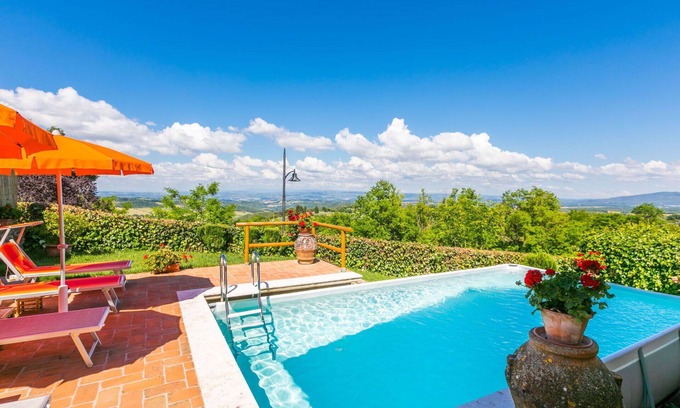 Castel San Gimignano House | Stunning private villa with A/C, private pool, WIFI, TV, patio, pets allowed and panoramic view