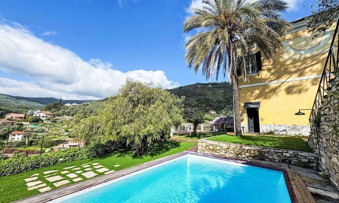 Pontedassio Villa | Stunning private villa for 8 guests with A/C, WIFI, private pool, patio and panoramic view