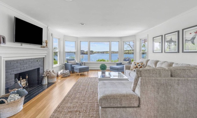 Dennis Port House | Stunning Waterfront Home with Hot Tub, Deck, Fire Pits, Office & More
