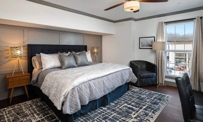 Parkville Apartment | Stylish King Suite On Main w/ Views | Desk | Wifi