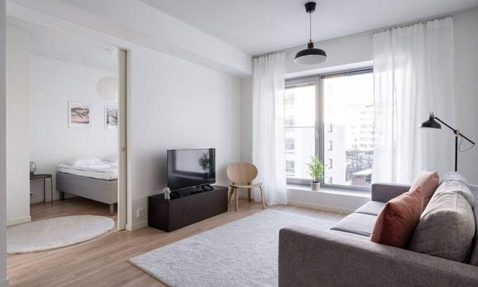Tampere Apartment | Stylish New 1BR Home with Sauna, Hosts 4 Guests