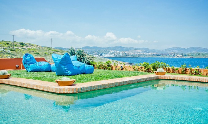 Lavreotiki Villa | Stylish waterfront villa with pool & amazing view!