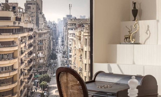Downtown Cairo Apartment | ~Sunny Vintage Haven" Dual Balcony, Panoramic View
