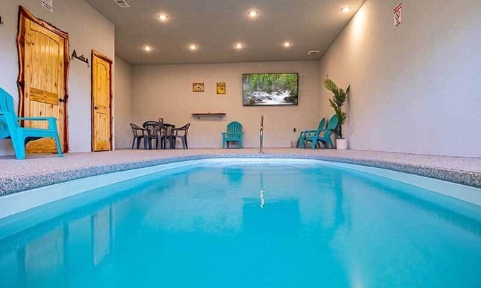 Sevierville Cabin | Sunset Peak- The perfect cabin with indoor pool, Mountain Views, and fire-pit!