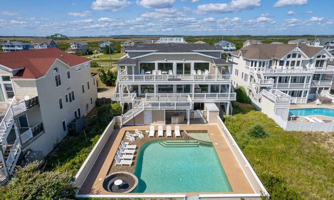 South Nags Head House | Take It to the Limit: 16 Bedrooms, oceanfront, pool, elevator, hot tubs, rec room, theater room!