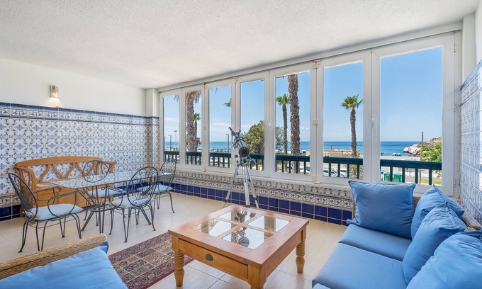 Salobrena Apartment | 'The Beach House at Playa Salobreña' front line beach views, Pool, Garden, Terrace & Wi-Fi