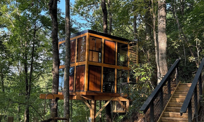 Sugarfork Cabin | The Cūbus Treehouse, The Cūbus - by Highlands Treehouse Retreat