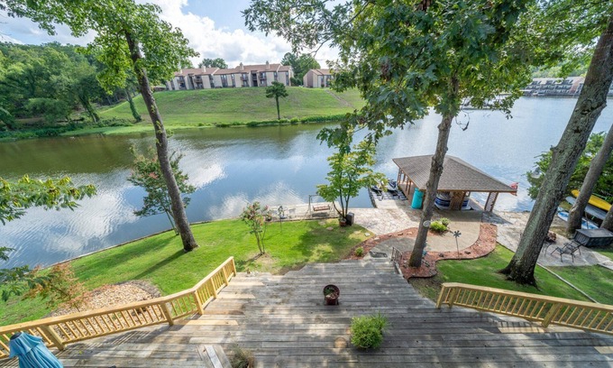Hot Springs House | The Early Favorite: Spacious Lakefront Retreat with Private Dock, Water Access Game Room, and Views!