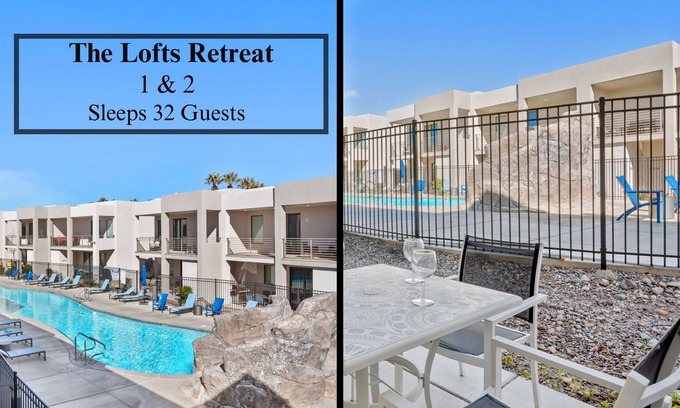 St. George House | The Lofts 1 & 2 Retreat| Connected Homes, 8 Bedrooms, Sleeps 32, community pool and hot tub