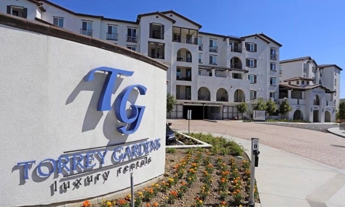 Carmel Valley Apartment | Torrey Gardens – Luxe 2BRs with ocean views, resort pool, and pet spa.