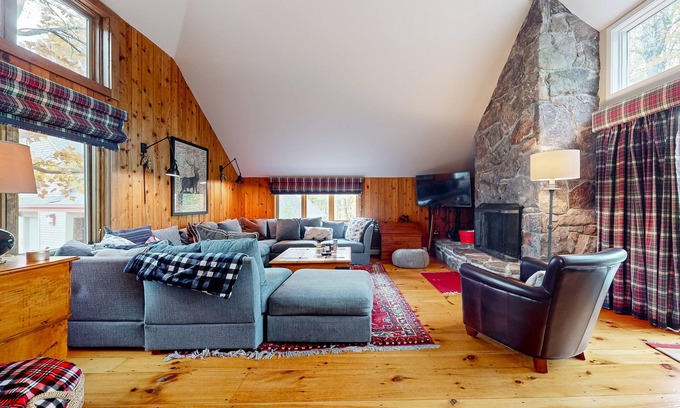 Stratton Mountain House | Townhouse with game room, fireplace, pool, tennis, BBQ area, gym, deck, & grill