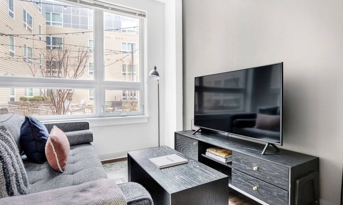 St. Elizabeth's Apartment | Trendy Brighton Studio w/W/D, Gym, near T, Shops + Dining, by Blueground