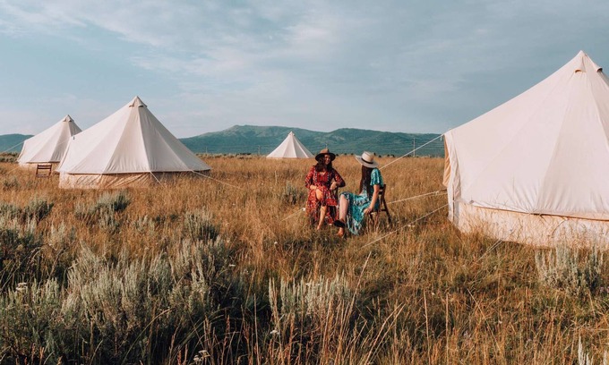 Island Park House | Triple Tent w/Shared Bathroom - Step into our open field between the mountains.