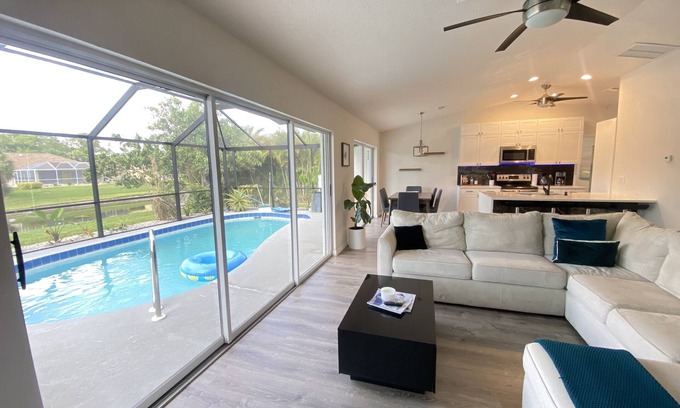 Long Meadow House | Tropical Oasis 3 bedroom 3 bath heated pool house, Beach 4 miles away