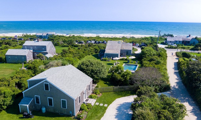 Surfside House | Two Cottages across from the beach with 7-bedrooms & Pool in charming Nantucket