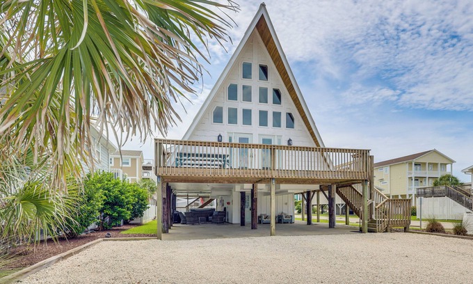 Ocean Isle Beach House | Unique A-Frame Beach House: 'The Beacon at OIB'