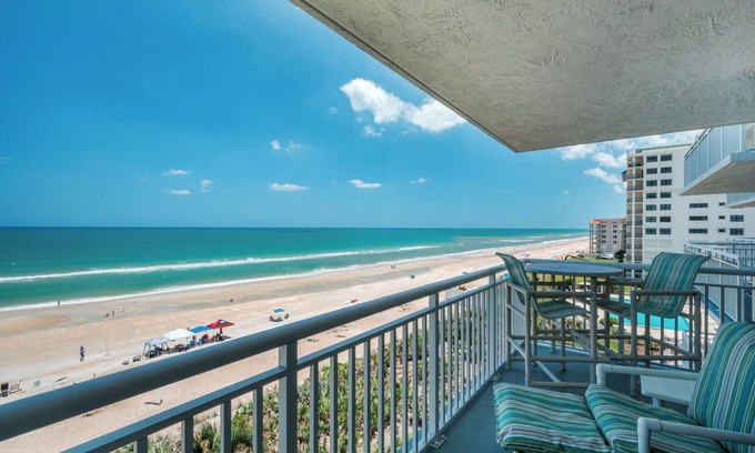 New Smyrna Beach Condo | Updated direct oceanfront condo with a private balcony, heated pool, and beach access