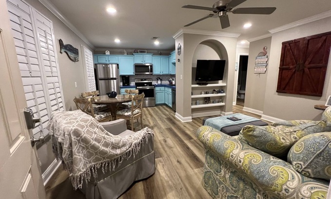 Gulf Shores Condo | Updated & pet friendly. Short stroll to west beach. Located at crosswalk.