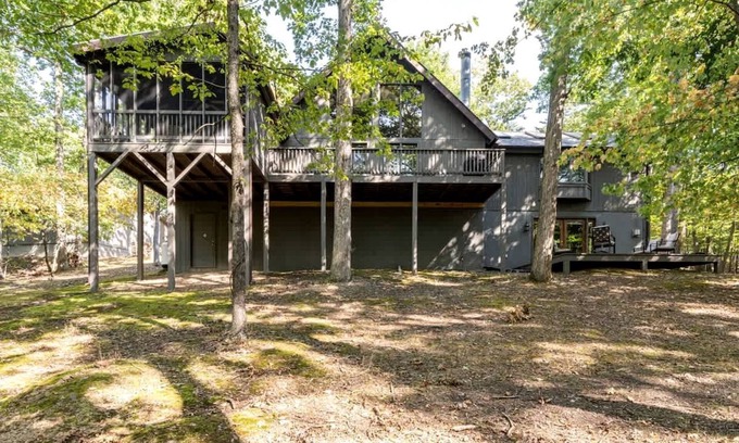 The Woods Cabin | Upscale Cabin with Fire Pit and Pool Access for a Family Trip to Berkeley Springs State Park