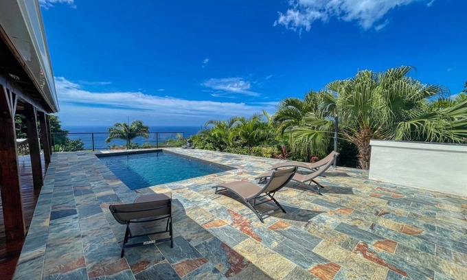 Pointe-Noire House | Villa Ô Karet - Swimming pool, Panoramic sea view