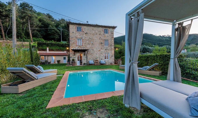 SantʼAndrea di Compito Villa | Villa Aperitivo, Romantic and Panoramic Stone Farmhouse with Private Swimming Pool on the Hills of Lucca close to Lucca, Pisa and the Compitese area
