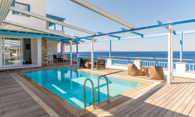 Mpatsi Villa | Villa "Blue Waves View Andros" with Sea View, Private Pool & Wi-Fi