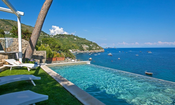 Marina del Cantone Villa | Villa Ibiscus with Infinity Pool, Direct Sea Access, Sea View,