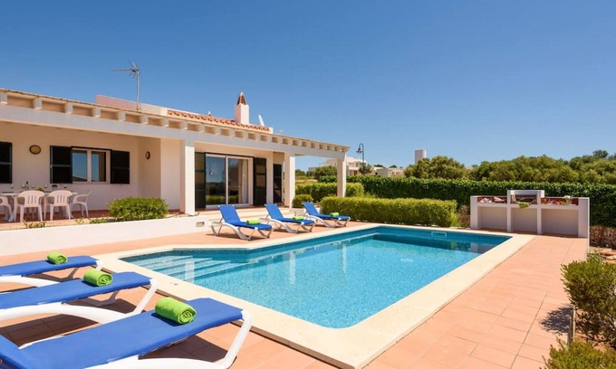 Sant Lluis Villa | Villa Rose. Private swimming pool. Free AC & Wifi