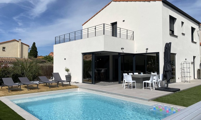 Sainte-Marie-Plage House | Villa Tomeva, new house with heated pool, 400 meters from the beach.