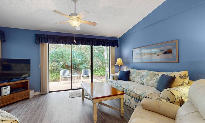 New Smyrna Beach Villa | Villa with Patio & Shared Pools, Sauna, Tennis & Gym - One Block to Beach, Dogs OK